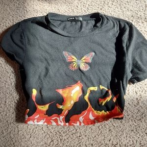 Fire butterfly red crop top